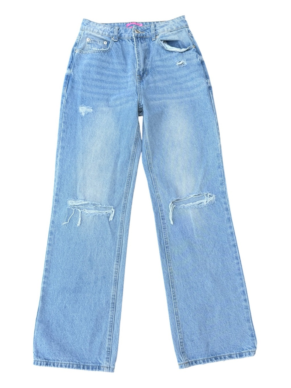 Edikted | Light Blue Distressed Wide-Leg Jeans
